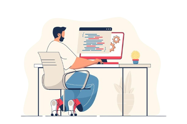 Developer working on custom software solutions